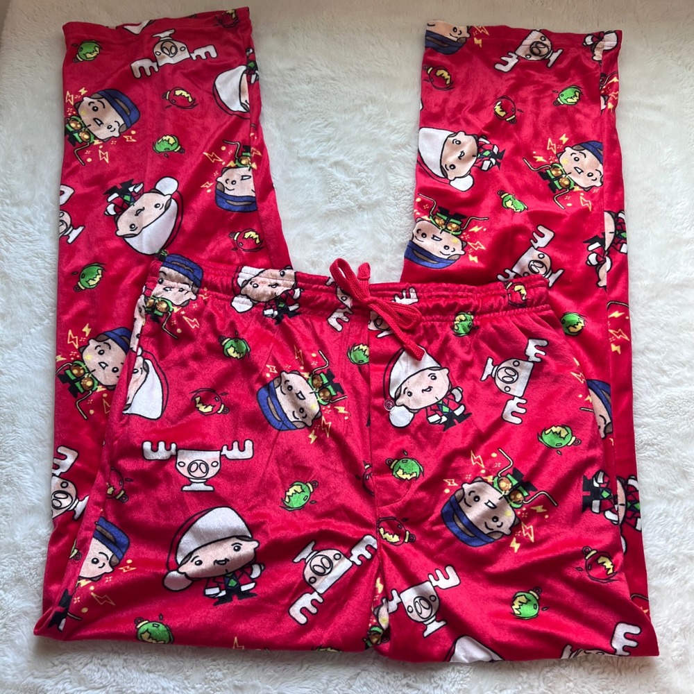 National Lampoons Christmas Vacation Mens Red Plush Sleep Pants Large ZPM5X4HWBS
